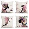 New Spring Series Pillowcase Linen Cushion Cover Butterfly Flower Wish Cushion