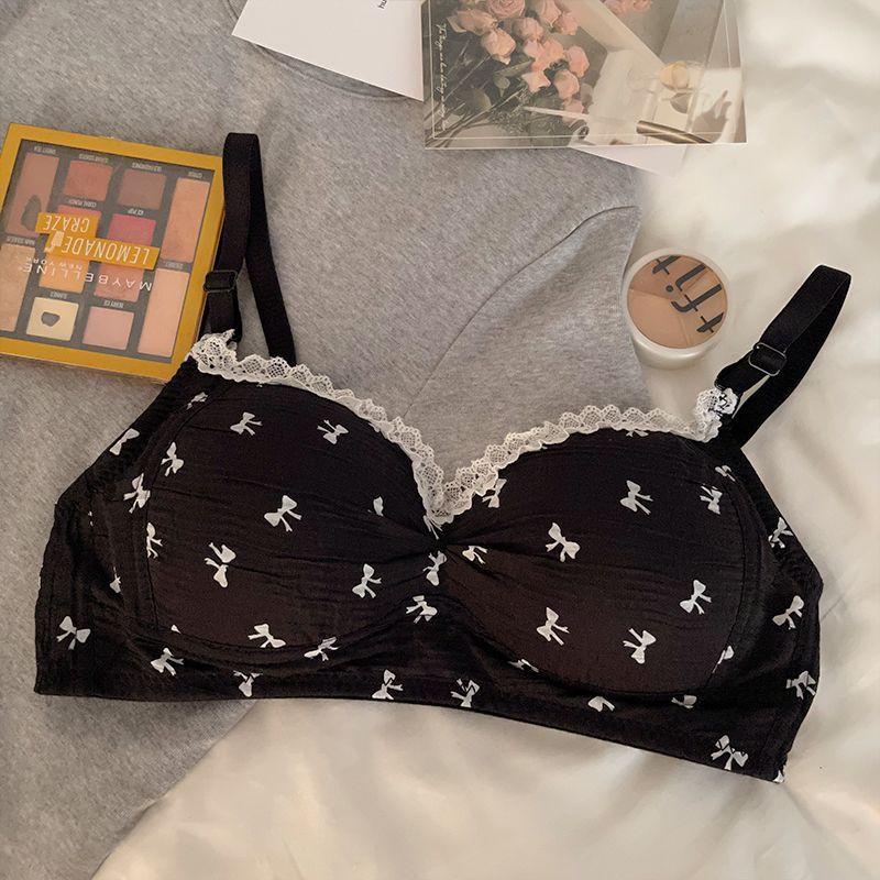 Girls Cute Black White Bras Butterfly Pattern Underwear Simple Lingerie For Female Bras