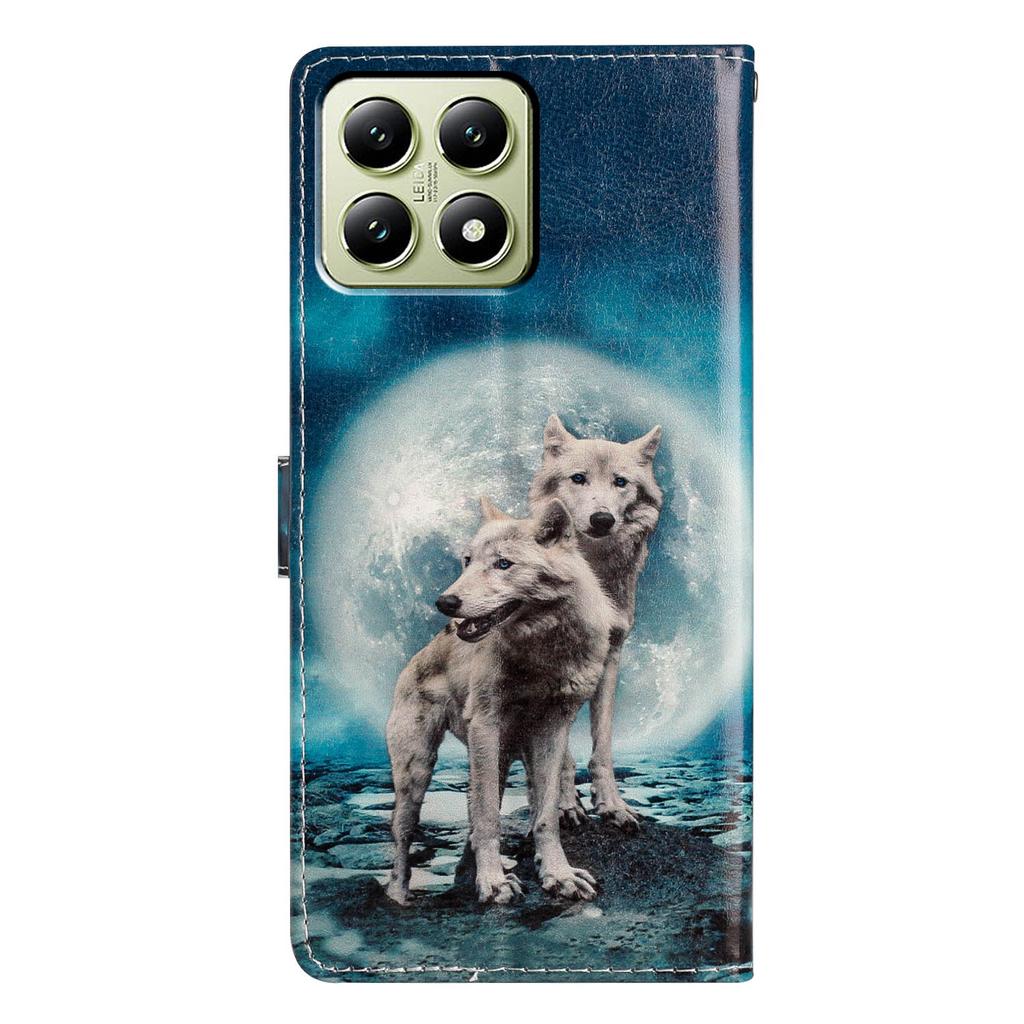 For Xiaomi 14T Wallet Case PU Leather Pattern Printing Stand Phone Cover with Strap