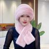 2 Pcs/Set Women Winter Hat Scarf Set Fuzzy Plush Thickened Windproof Heat Retention Cross Neck Wrap Solid Color Dome Faux Fur Fi