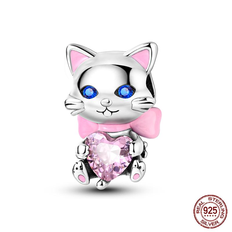 Copper Lovely Animal Cat Squirrel Penguin Heart Zircon Charms Beads Fit Qikaola Original Bracelets Fine Diy Jewelry