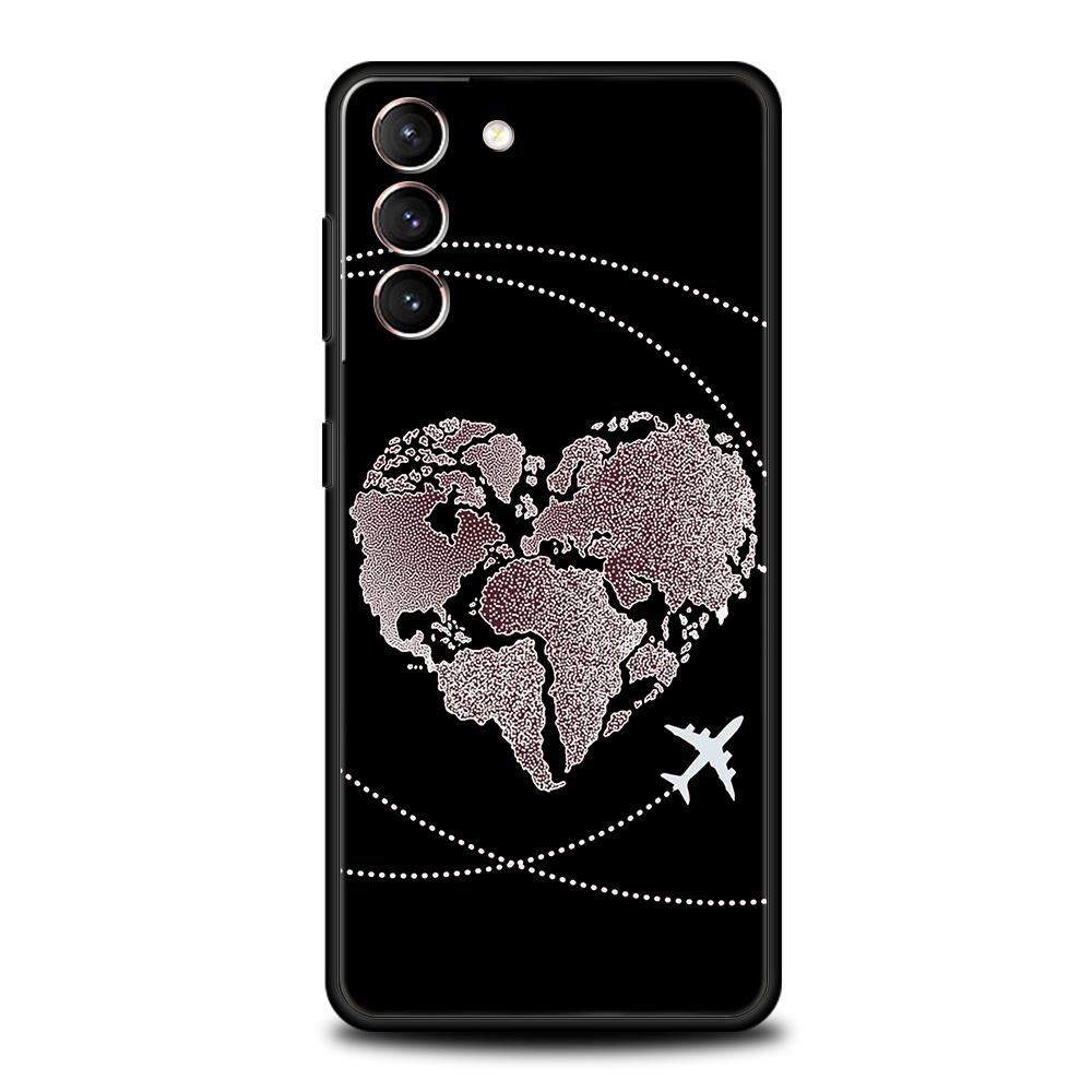 Модный чехол для телефона с картой мира и картой мира для Samsung Galaxy S24 S23 Ultra S22 S21 S20 FE 5G S10 S10E S9 Plus S8, мягкий чехол