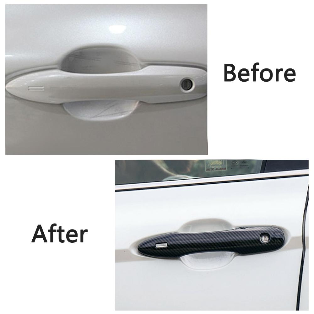 Carbon Fiber Style Print Door Handle Cover Trim For Toyota Camry 2018 2022 Pruis Hatchback 2016 Corolla Avalon Anti