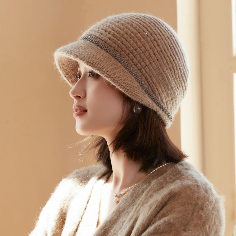 Women's Autumn and Winter Wool Hat French Beret Warm Ear Protection Windproof Piled Thickened Knitted Hat
