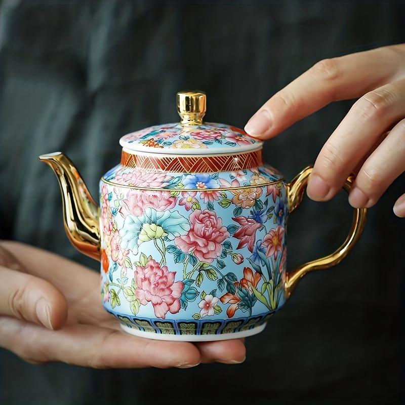 1 шт. эмалированный цветной чайник в китайском стиле, китайский стиль, керамический анти-обжигающий чайник, бытовой чайный сервиз кунг-фу с фильтром, горшок большой емкости