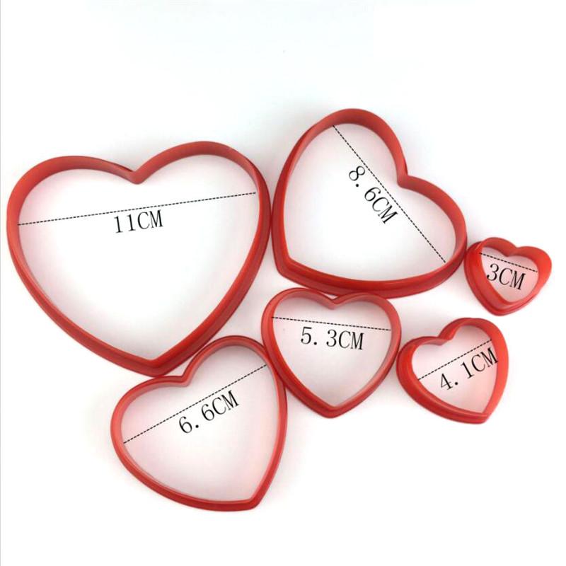 6Pcs Fondant Cake Mold Embosser Geometric Heart Star Flower Cookie Cutter Biscuit Stamp Plunger Embossing Cake Decorating Tools