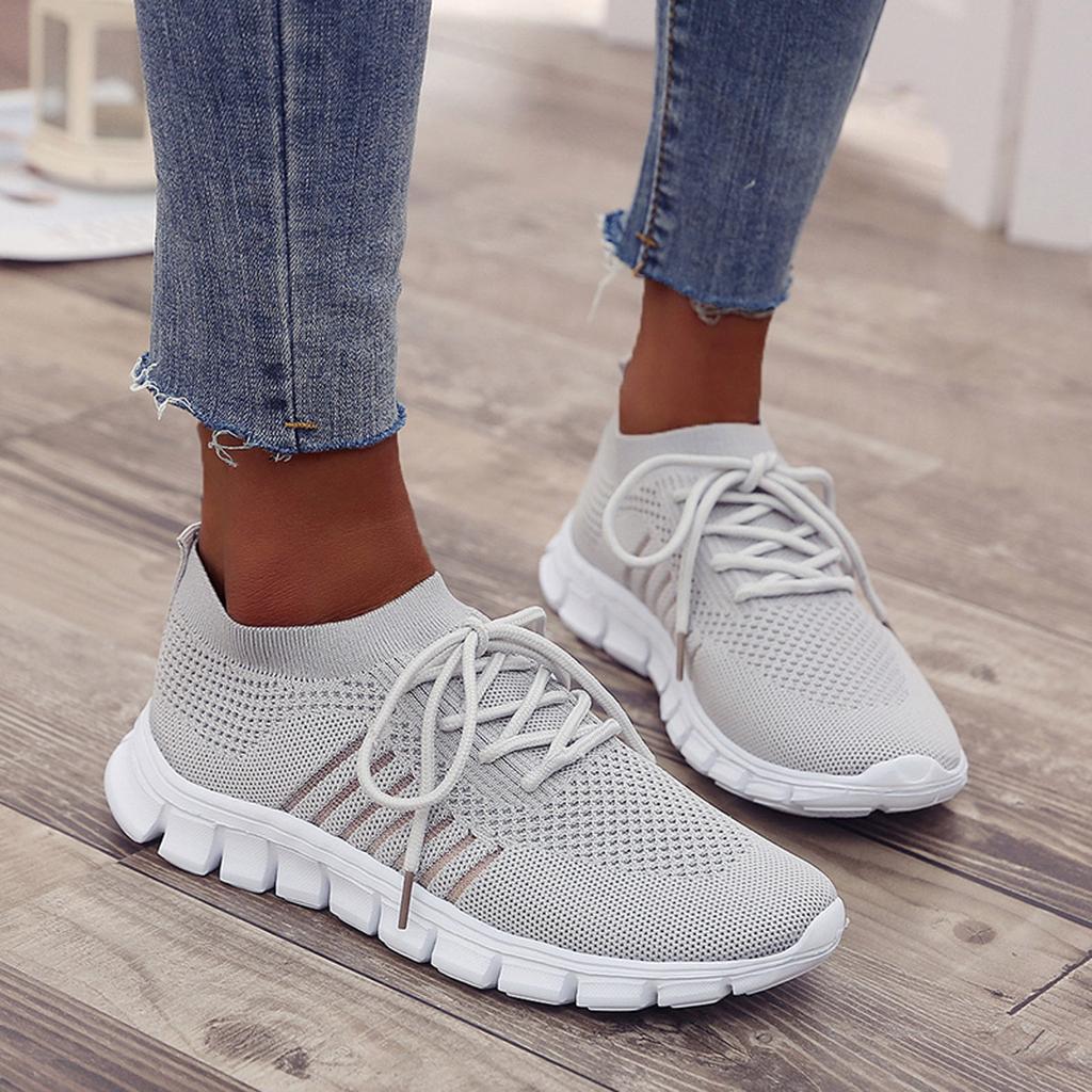 Fashion Women Mesh Casual Lace Up Sport Shoes Runing Breathable Shoes Sneakers Female