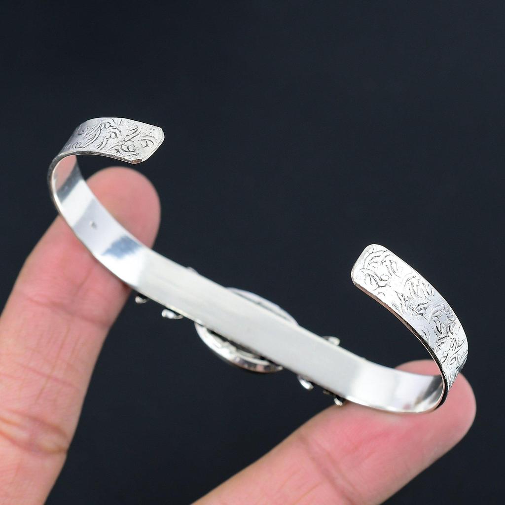 Halloween Sale 925 Sterling Silver Oval Golden Rutile Stone Sister Flower Bangle