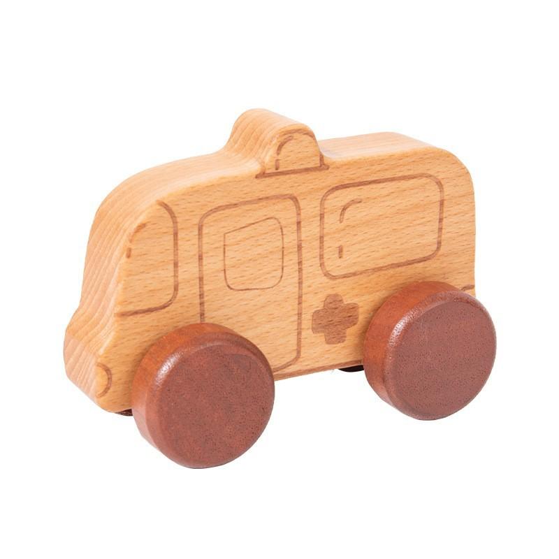 Baby Appease Cartoon Animal Car Inertia Pull Back Car Simulation Wooden Car Model Sliding Toy