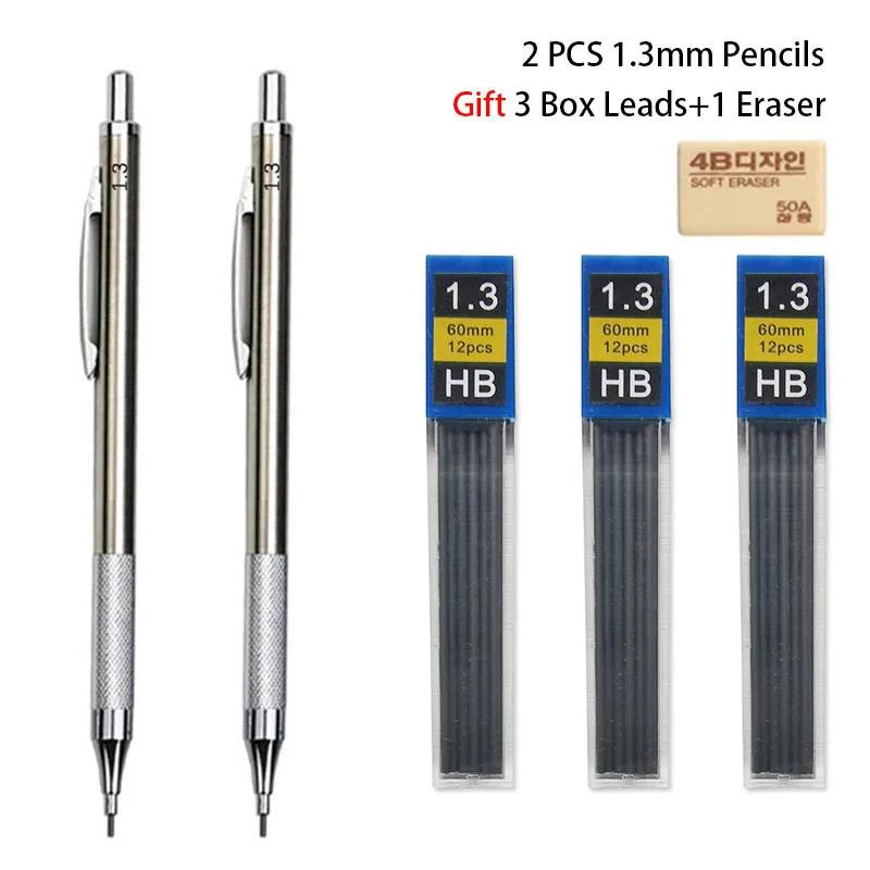 0.3 0.5 0.7 0.9 1.3 2.0 3.0mm Mechanical Pencil Full Metal Art Drawing Painting Automatic Pen Office School Supply Stationery