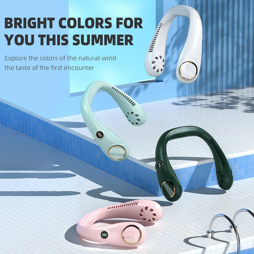 Портативный подвесной вентилятор для шеи, беспроводной USB-перезаряжаемый летний вентилятор, охлаждающий безлопастный носимый вентилятор с шейным ремешком, спортивный кулер для шеи