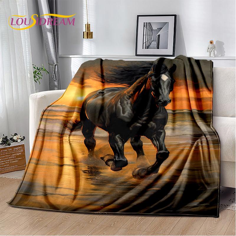 Horse Pentium Gallant Steed 3D Animal Blanket,Soft Throw Blanket for Home Bedroom Bed Sofa Picnic Travel Office Cover Child Gift