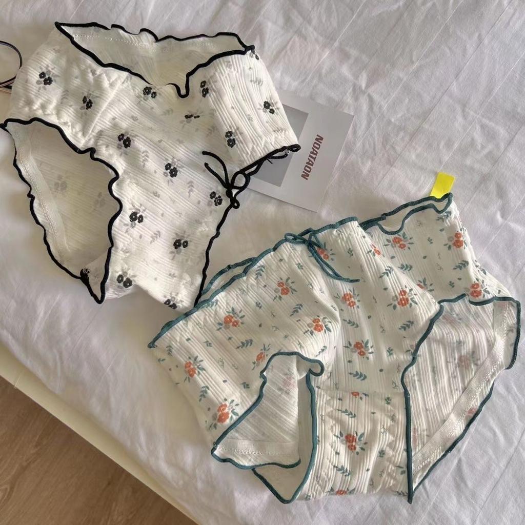 Pure Cotton Underwear for Women Fresh Small Floral Sweet Fungus Edge All Cotton Crotch Antibacterial Bottom Girls' Underwear