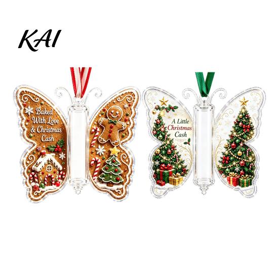 Unique Birthday Present for Friends 2Pcs Acrylic Butterfly Money Holder Hanging Ornaments, Decorative Cash Pendant Christmas Gift Decoration