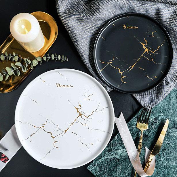 Nordic Style Marble Disc Tableware Ceramic Plate Steak Plate Salad Plate Kitchen Supplies