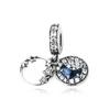 799216C01 Blue Night Sky Crescent Moon Star Dangle Charm