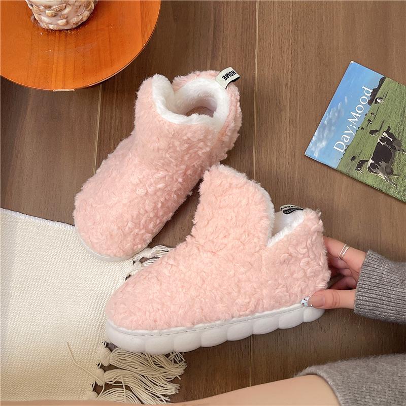 Women's Indoor Suede Faux Fur Fleece Lined Ankle Boots Cozy High-Density Winter Bootie Breathable Warm Shoes with Non Skid Sole for Women