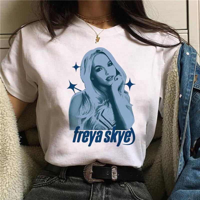 Женская модная футболка с коротким рукавом Freya Skye Print, футболка с графическим принтом в стиле 90-х, винтажная футболка для женщин, готическая футболка Y2k, уличная одежда