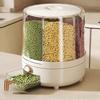 Вращающийся на 360 градусов дозатор хлопьев, контейнер для риса с крышкой, большая вместимость, несколько отсеков, органайзер для хранения зерна