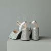 Krazing Pot Sequin Cloth Peep Toe Super High Heels Summer Shoes Buckle Straps Modern Party Fashion Women Sandals