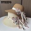 Beach Hat Female Summer Cover Face UV Protection Small Floral Bow Sun Hat Seaside Vacation Straw Hat