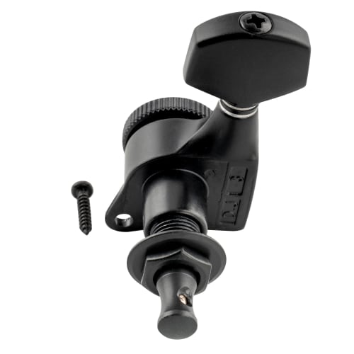 Musiclily Pro 6-String Locking Tuners for ST Strat/TL Telecaster Electric Guitars, Black Hex Buttons