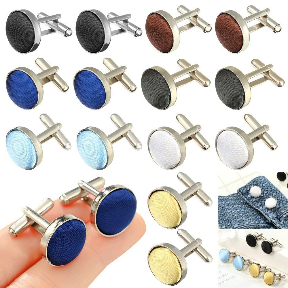 Novelty Solid Color Wedding Stylish Round Shirt Cuff Links Mens Cufflinks Clothes Buttons Apparel
