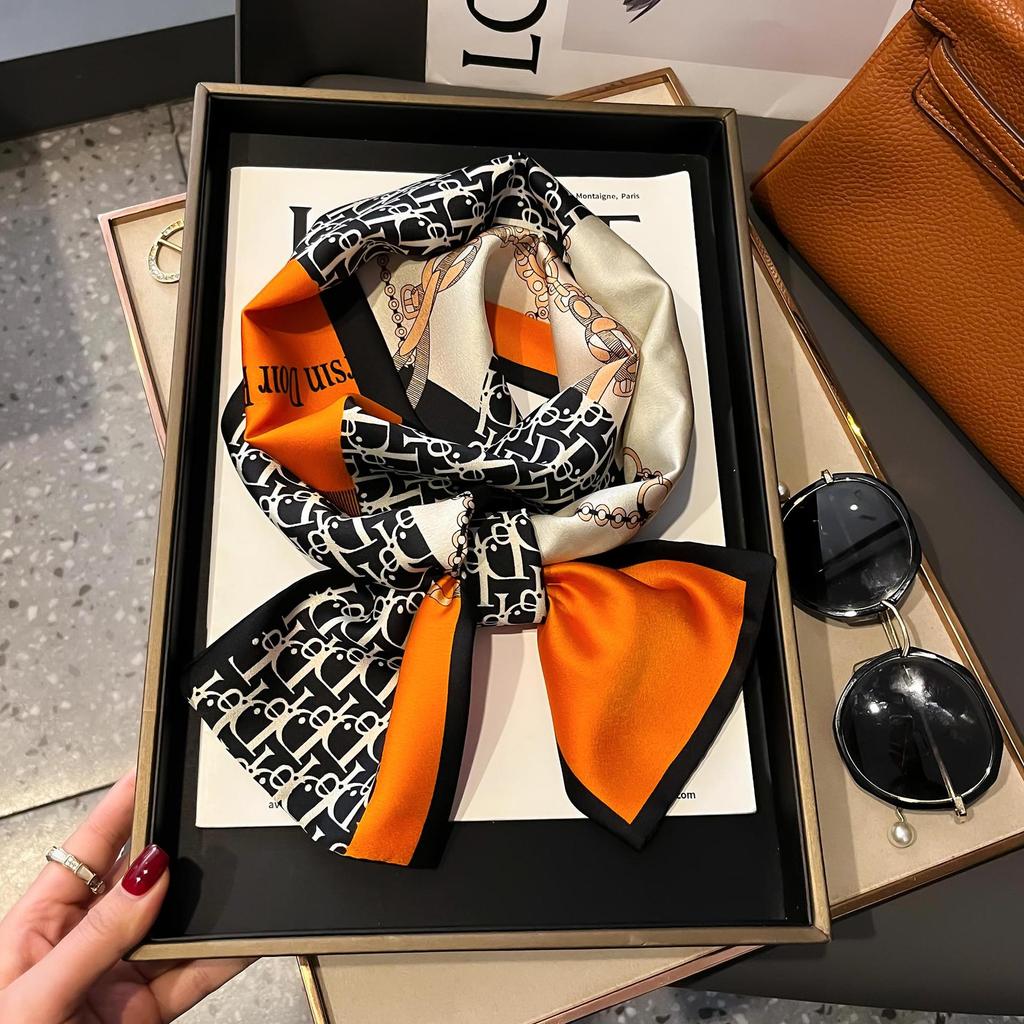 Long silk scarf women's new scarf versatile autumn and winter foreign style fashion matching shirt tied bag square scarf scarf