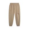 Li Ning Sports Lifestyle Series Solid Color Mid Waist Elastic Cuff Knitted Joggers Men Joggers Khaki AYKU181-4