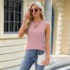 2025 Новая женская майка без рукавов с V-образным вырезом и шнуровкой из жаккарда, однотонная повседневная блузка для весны и лета
