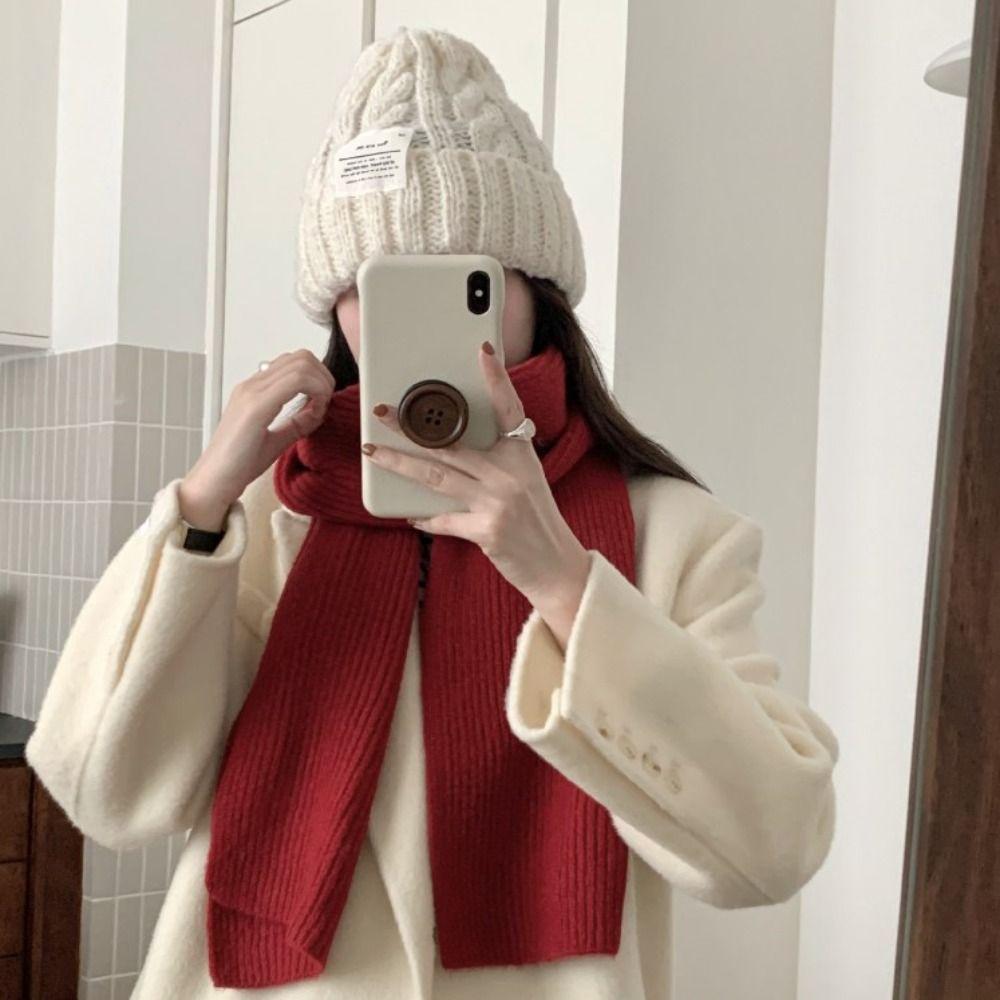 Simple Winter Cashmere Scarf Solid Color Women Scarves Shawl Casual Wool Knitted Scarf Gifts