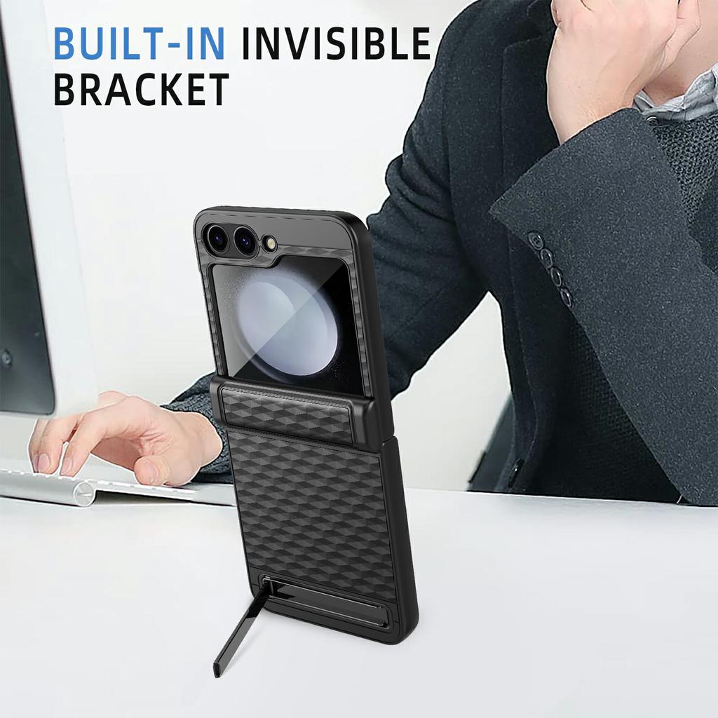 For Samsung Galaxy Z Flip7 FE 5G/Z Flip6 5G Case Hinge Protection Kickstand Hard PC Phone Cover with Screen Film
