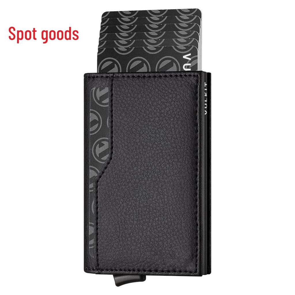 Мужской кошелек из натуральной кожи с RFID-защитой от кражи, металлический держатель для карт - европейский и американский дизайн с алюминиевым сплавом