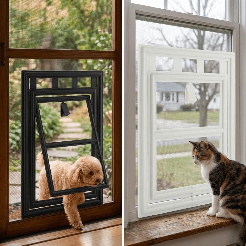 L Shaped Frame Cat Screen Door Mesh Screen Surface Two Way Pet Access Mini Breed Puppy