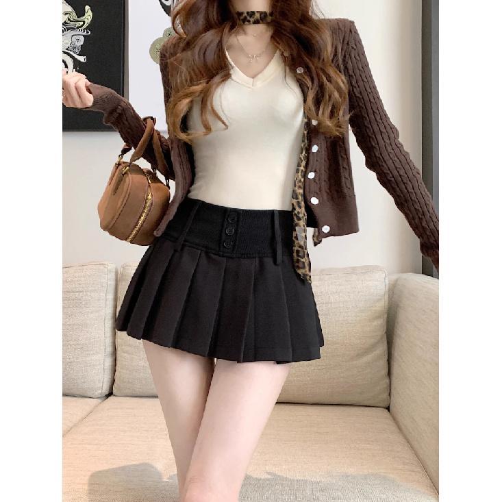 Vintage Patchwork Pleated Slim A-Line Skirt Women 2025 Spring New Korean High Waist Contrast Color Plaid Casual Mini Skirt