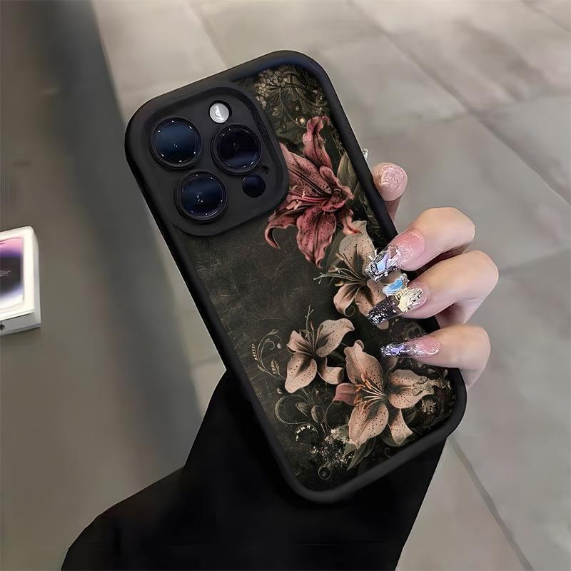 Высококачественный чехол для телефона с принтом лилий, подходящий для iPhone 17 16 15 14 13 12 11 Pro/Max/Plus, противоударная задняя крышка