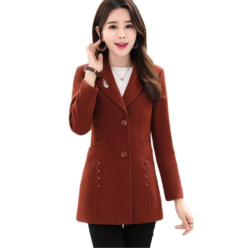 New Autumn Winter Woolen Coat Plus Size Women's Long Wool Coat Single-breasted Casual Trench Coat Abrigo De Lana Para Mujer 4XL