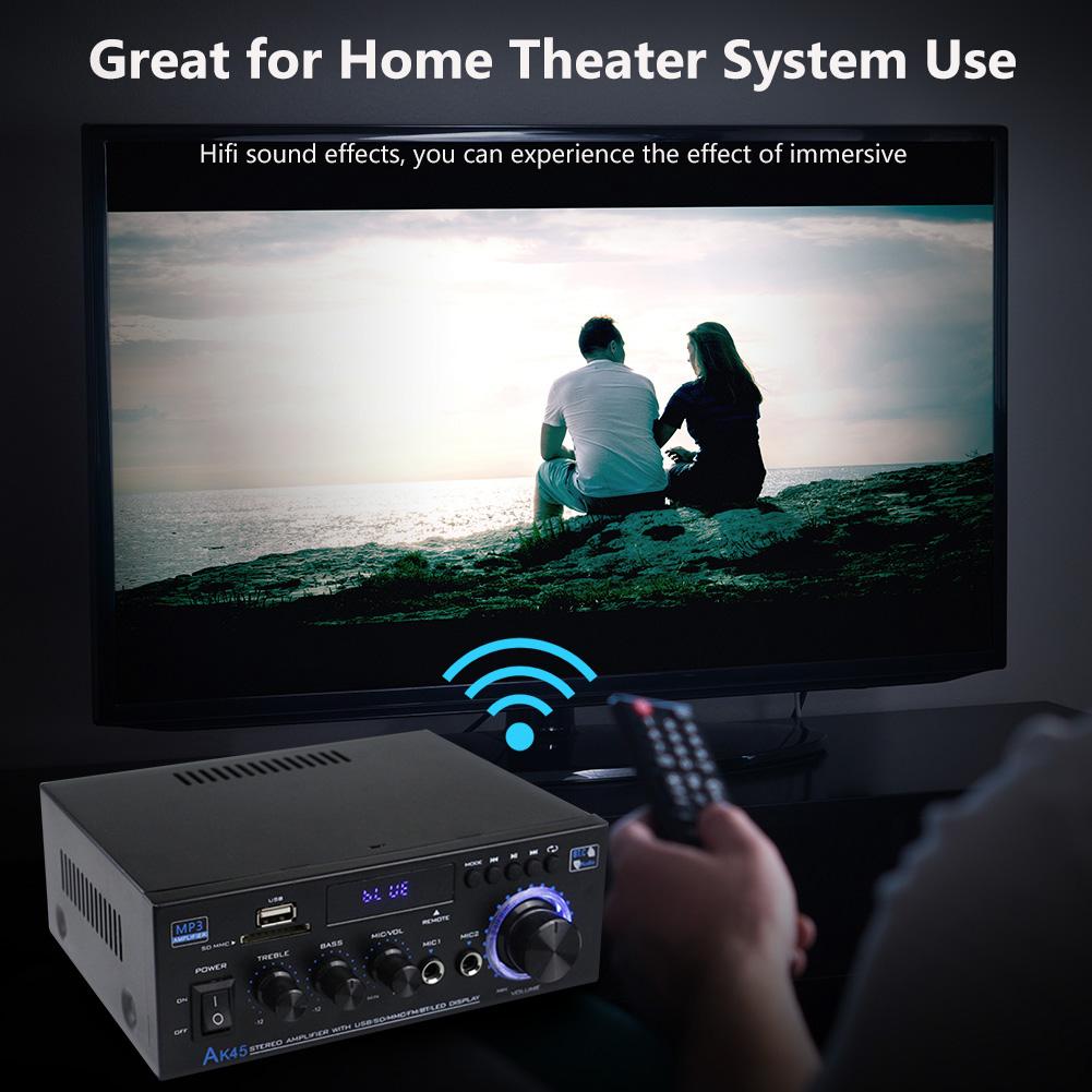 AK45 Аудиоусилитель 40 Вт x 2 2.0 Канальный HiFi Стереоусилитель Приемник 400 Вт x 2 AC 90 В-240 В Bluetooth-совместимый 5.0 для Домашнего Автомобиля