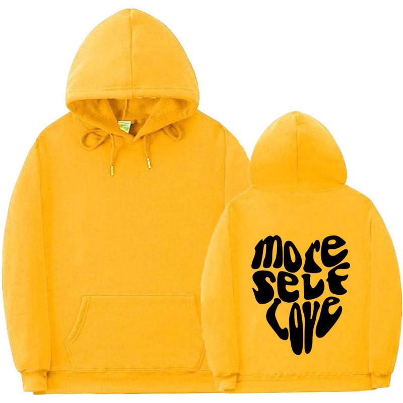 Unisex Hooded Fleece Sweatshirt With Letter Print Ribbed Hem Cuffs Loose Fit Long Sleeve Fall