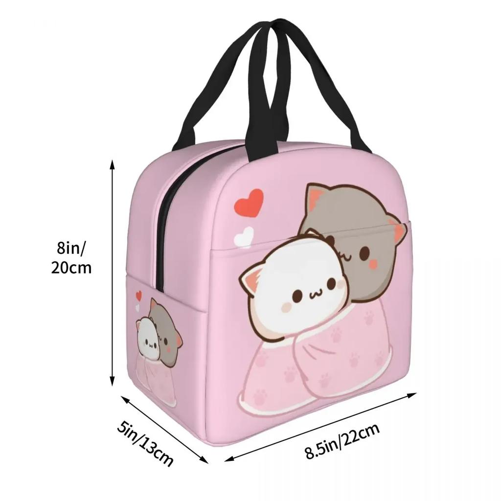 Милые персиковые и гома мультяшные изолированные сумки для обеда термосумка контейнер для еды мокко моти персиковый кот ланч-бокс сумка-тоут сумки для еды
