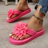 Fashion Comemore 2025 New Women's Thick Sole Slides Flower Decor Comfortable Home Slippers Casual Lightweight Beach Flip Flops Women