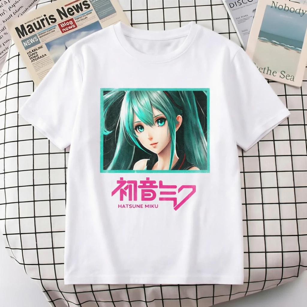 New 2026 Japanese Hatsune Miku Anime Printed Cotton Retro Distressed ShortSleeved Unisex TShirt Vintage Men Women Kids