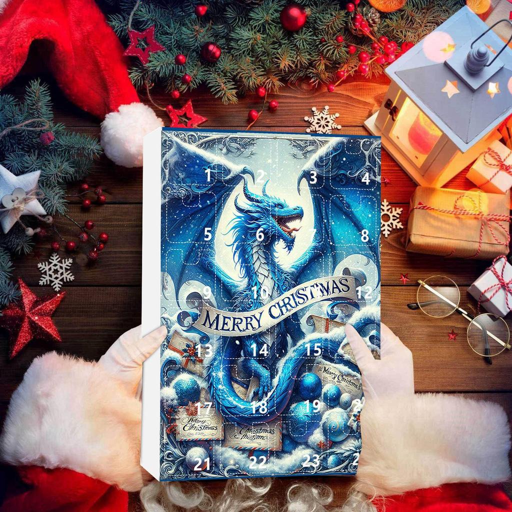 Рождественская слепая коробка: До наступления Рождества осталось 24 дня. Милый акриловый кулон в виде детеныша ледяного дракона в подарочной коробке