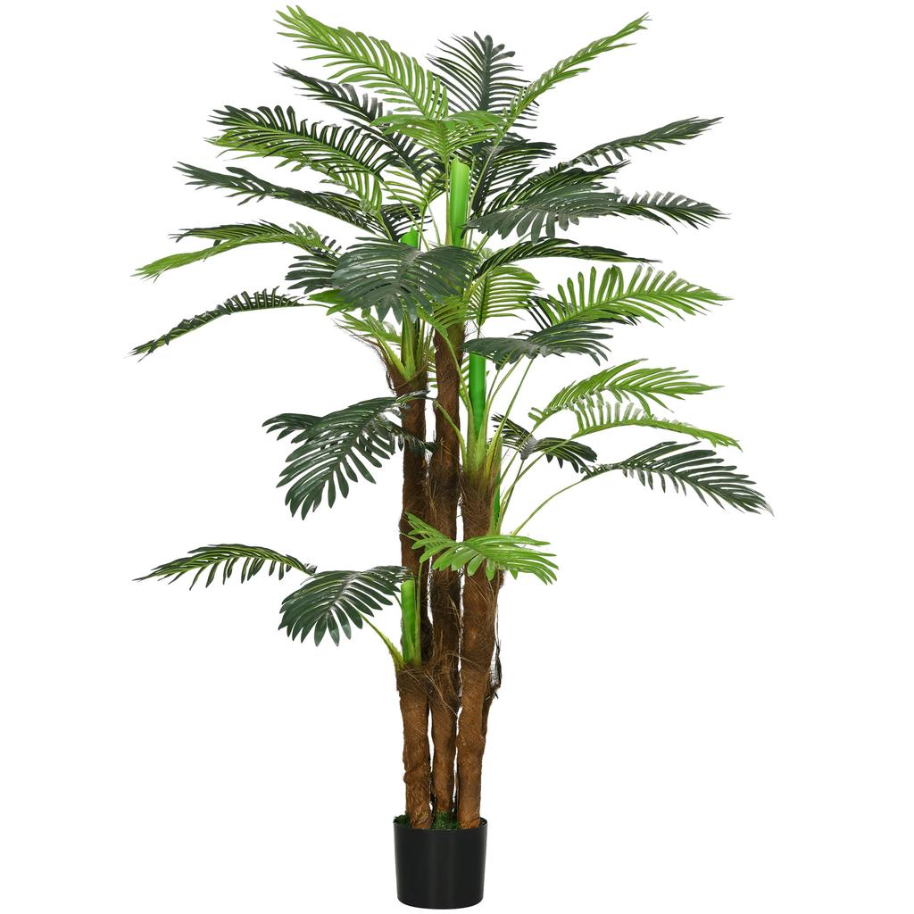 Artificial Palm Tree, 1.6 m, Realistic Branches, Decorative Plant, Plastic, with Pot, Brown+Green