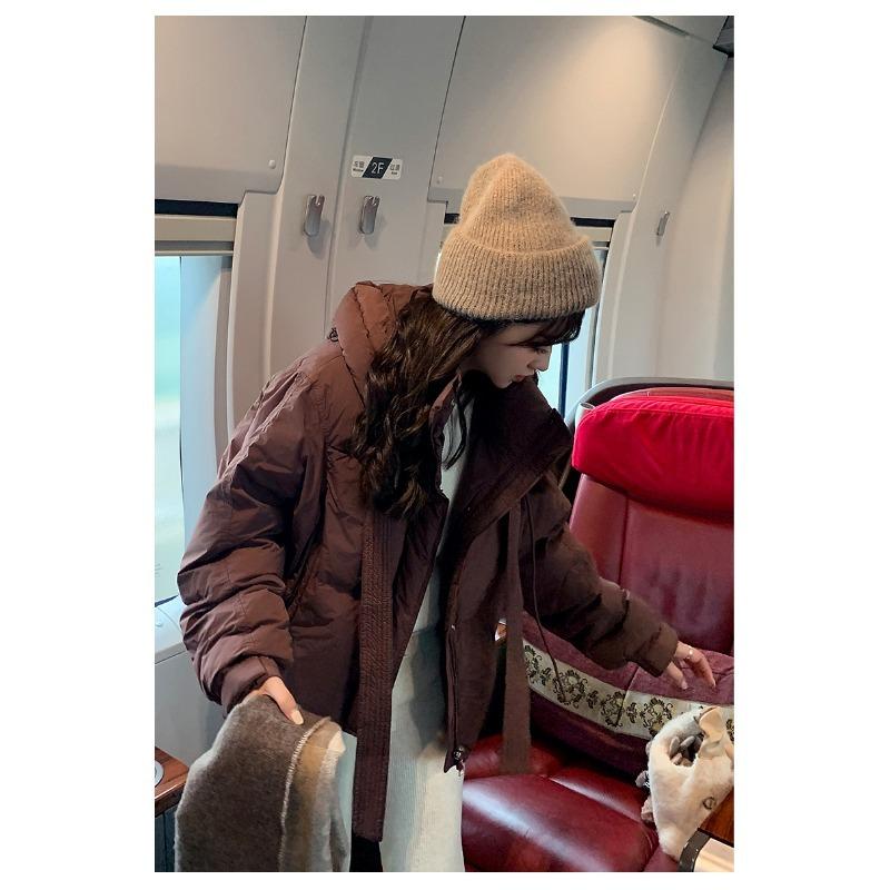 Модная женская хлопковая куртка-пуховик с капюшоном и длинным рукавом, повседневная зимняя свободная толстая пуховая куртка, женская элегантная куртка на молнии с завязками 25443