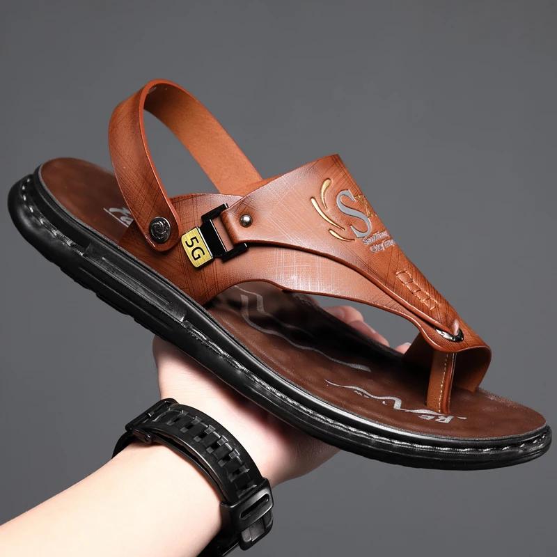 Fashion Men's Sandals Wholesale Summer Soft Soled Anti Slip Beach Shoes Men's Large New Flip-flops Casual Outwear Sandals