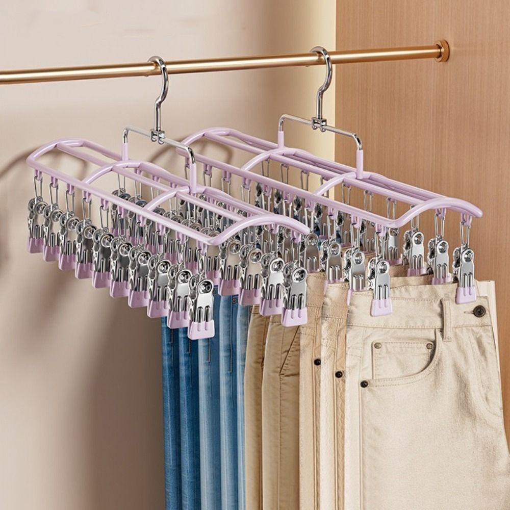Stainless Steel 20 Clips Sock Drying Rack Non-slip Unmarked Underwear Drying Rack Indoor