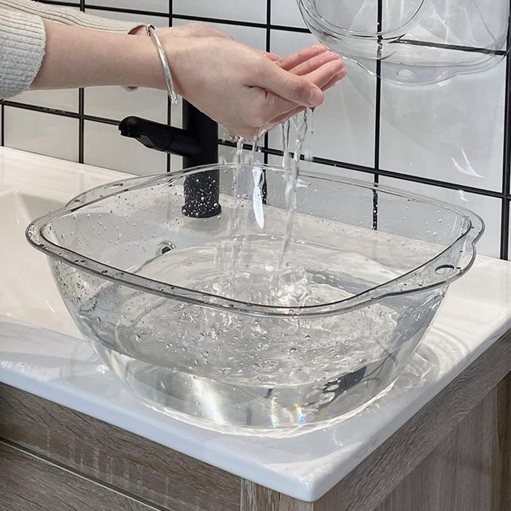Wash Basin Stylish Transparent Sturdy PET Multipurpose Face Washing Basin for Home M