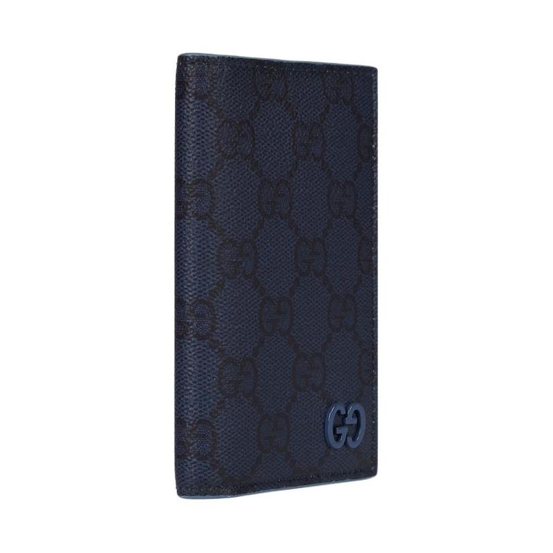 Gucci GG Supreme с керамическим эффектом, детали GG, кожаный держатель для карт, мужской, темно-синий