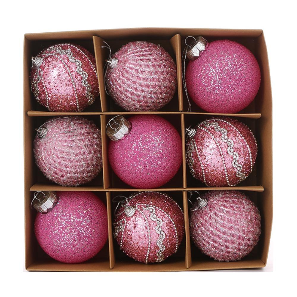 9pcs Glitter Christmas Hanging Balls Set Shatterproof Xmas Tree Ornaments Xmas Party Favors